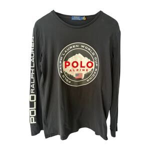 Polo Ralph Lauren Alpine World Cup Racing Long Sleeve Shirt Mens Medium Black